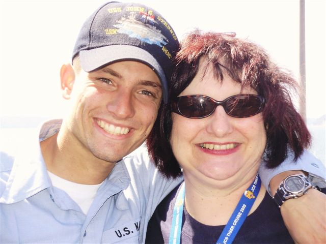 Son Michael and mom Connie Pardew on USS Stennis Tiger Cruise and home coming 2009