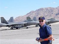 Leland Haynes on Nellis AFB flightline during review of the FA-22 Raptor