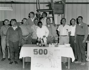 Groom Lake Support Personnel celebrating CIA 500th flight of the Titanium Goose A-12 Trainer