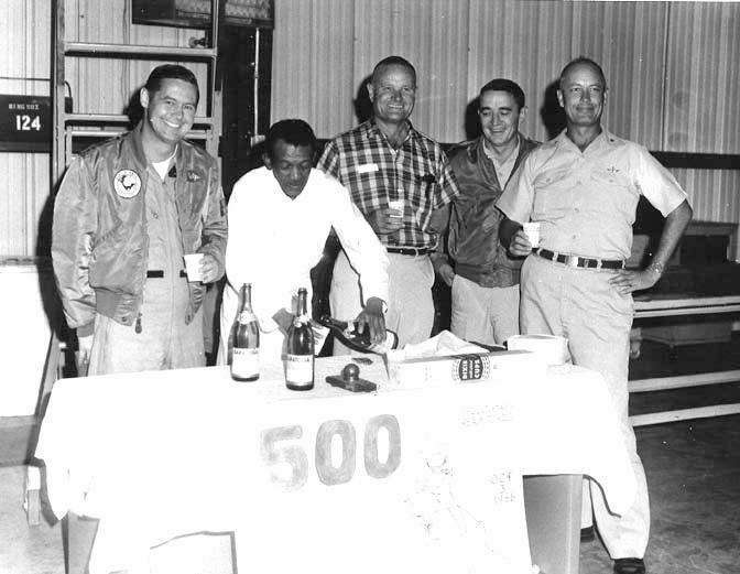 Groom Lake Troops celebrating 500th flight of A-12 trainer
