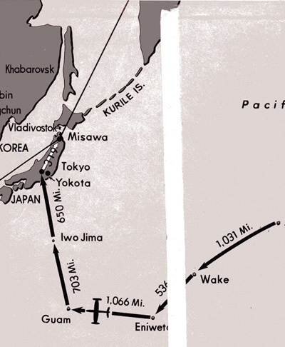 Map of Fox Peter One Flight - TAFB to Misawa, Japan