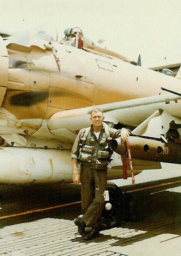 Frank Murray posing in front of his A-1 Skyraider in 1971