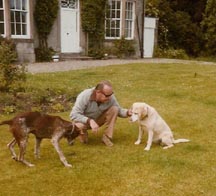 Werner playing with his dogs