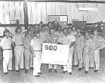 Colonel Slater and his some of his 1129th SAS officers and enlisted personnel celebrating the 500th flight of the A-12 Trainer